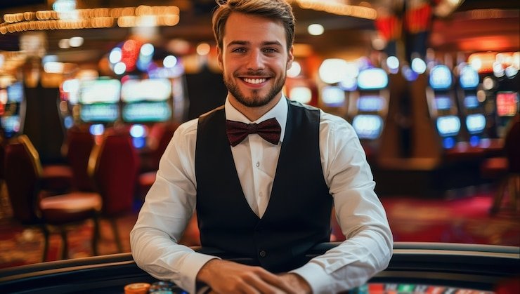 Kartu blackjack terbuka pada layar mobile